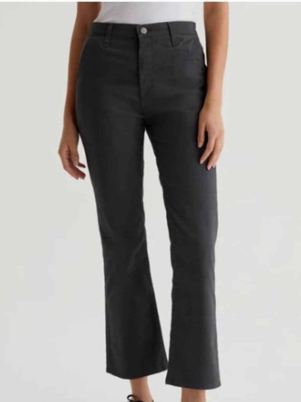 AG Tailored Kinsley Sueded High-Rise Crop, Size 27, Hemlock Charcoal Grey Multi